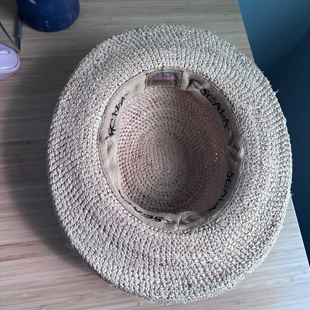 Scala Collezione Handcrafted Straw Hat Women’s Wide Brim Summer Sun Beach Resort - Picture 7 of 9